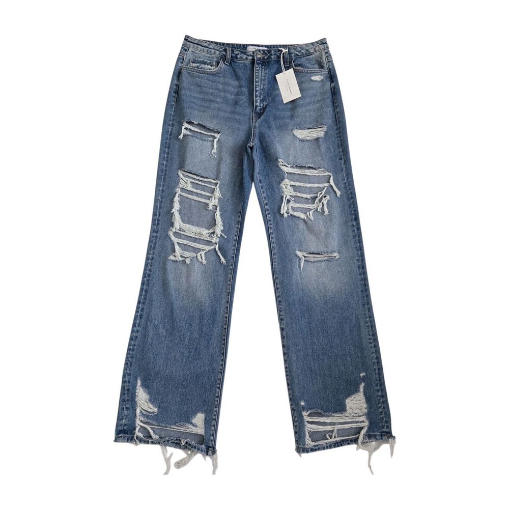 Flying Monkey NWT 32 x 34 XL Wide Leg Jeans High Rise Distressed 90s Denim